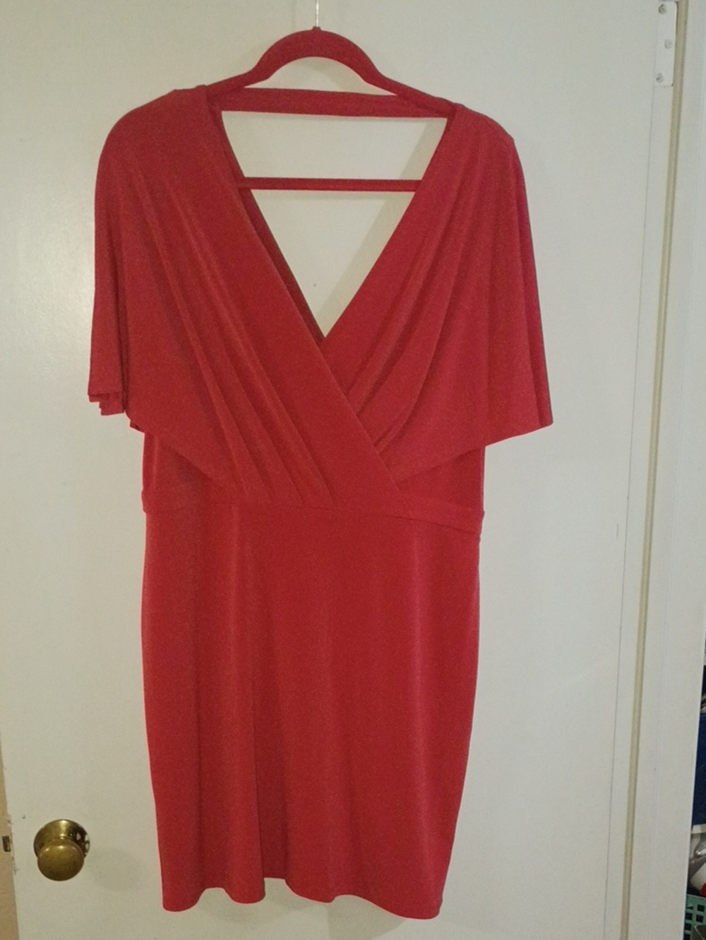 Jessica Simpson Coral Flutter Sleeve Wrap-Style Dress – Size 14 - Picture 1 of 7